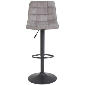 Design Barhocker in Grau Microfaser höhenverstellbar (2er Set)
