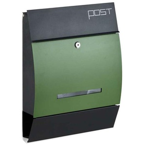 Design Briefkasten Postkasten Mailbox mit Zeitungsfach Schwarz-Grün