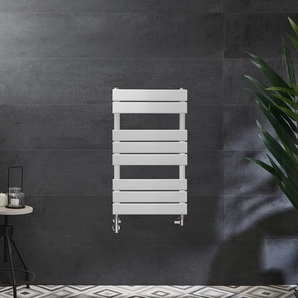 Design Handtuchheizkörper, Mischbetrieb, flache Heizlamellen - 825mmx450mm, Weiß - Lustro