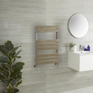 Design Handtuchheizkörper, mit flachen Heizlamellen, 825mm x 600mm, 427W - metallische Bronze - Lustro