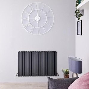Design Heizkörper Horizontal Doppellagig Anthrazit 635 x 1000mm 1200W, von Hudson Reed