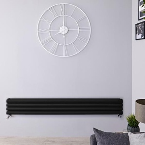 Design Heizkörper Horizontal Doppellagig Schwarz 236mm x 1600mm - Revive, von Hudson Reed