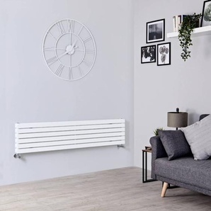 Design Heizkörper Horizontal Doppellagig Weiß 354mm x 1600mm 1000W - Sloane, von Hudson Reed