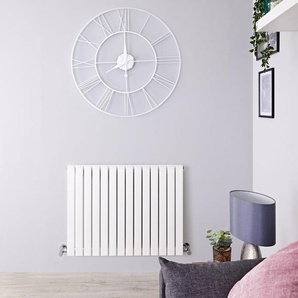 Design Heizkörper Horizontal Einlagig Weiß 635mm x 834mm 664W - Sloane, von Hudson Reed