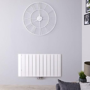 Design Heizkörper Horizontal Mittelanschluss - Aluminium Weiß 600 x 1135mm 1000W, von Hudson Reed