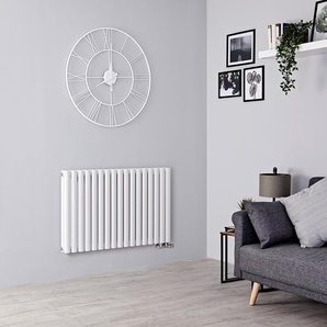 Design Heizkörper Horizontal Mittelanschluss versetzt Weiß 635x1000mm 1200W, von Hudson Reed