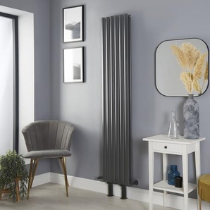 Design-Heizkörper, vertikal – 1780mm x 354mm (doppellagig), mit Füßen – Anthrazit – Revive