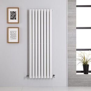 Design Heizkörper Vertikal Doppellagig Weiß 1400mm x 472mm 1100W - Revive, von Hudson Reed