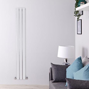 Design Heizkörper Vertikal Einlagig Chrom 1800mm x 225mm 260W - Delta, von Hudson Reed