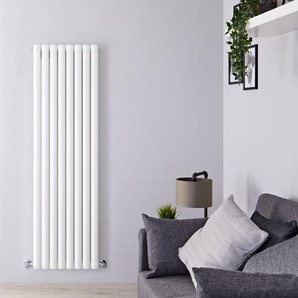 Design Heizkörper Vertikal Weiß 1600mm x 472mm 881W - Warmwasser, ovale Paneele - Revive, von Hudson Reed