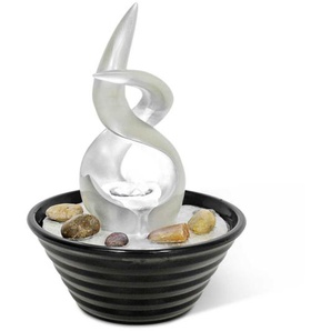 Design LED Zimmerbrunnen Tischbrunnen FoTwist perlmutt & schwarz 10750