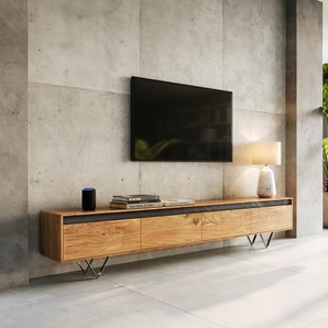 Design-Lowboard Stonegrace 240 cm Akazie Natur Schiefer 4 Türen, Lowboards