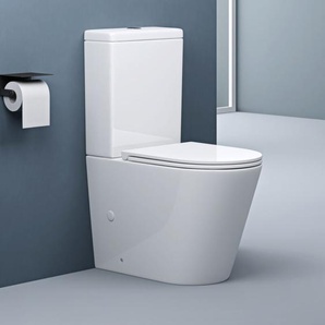 Doporro - Design Stand wc 108T inkl. Softclose Absenkautomatik 37x65x83cm Stand-Toilette Weiß spülrandlos