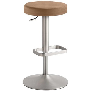 Designbarhocker in Hellbraun Chrom matt