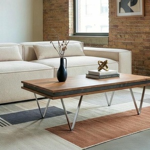 Designer-Couchtisch Stonegrace 117x60x25 cm Akazie Natur Schiefer, Couchtische