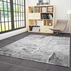Designer Teppich Modern Steinmauer Marmor Optik in Grau,120 x 170 cm