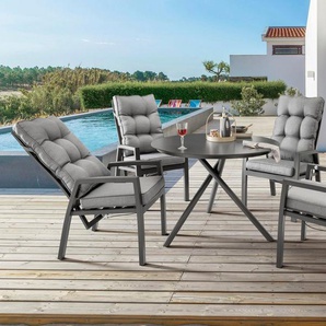 Destiny Garten-Essgruppe GARDA BARLETTA, (9-tlg), 4 Hochlehner inkl. Auflagen, 1 Tisch Ø 110x77 cm