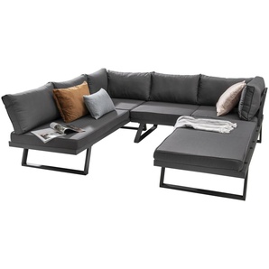 Destiny Gartenlounge-Set MANHATTAN, (13-tlg., 2x Schenkel, 1x Hocker, inkl. Auflagen), Aluminium, Textilene