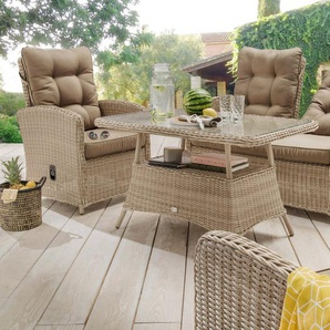 Destiny Gartenlounge-Set MERANO, (11-tlg., 1x 2er Sofa, 2x Sessel, 1x Tisch, inkl. Auflagen), Aluminium, Polyrattan
