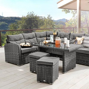 Destiny Gartenlounge-Set SANTA PONSA, (20-tlg., 2x Schenkel, 2x Hocker, 1x Tisch, inkl. Auflagen), Aluminium, Polyrattan