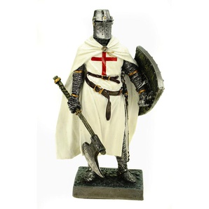 Deutscher Tempelritter mit Axt + Schild 18 cm Figur Templer Ritter Templerkreuz Deko Skulptur