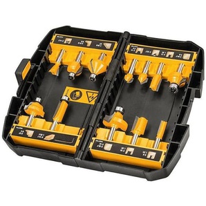 Dewalt 12 Piece Router Bit Set - 8mm Shaft -  Storage Box With Clear Cover