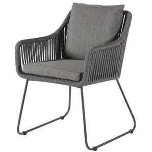 Diamond Garden Stuhl KRETA, Edelstahl Dunkelgrau / Rope Dunkelgrau / Kissen Sunproof (100 % Polypropylen) Dunkelgrau DiGa 10934