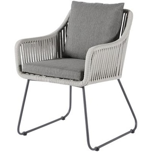 Diamond Garden Stuhl KRETA, Edelstahl Dunkelgrau / Rope Hellgrau / Kissen Sunproof (100 % Polypropylen) Dunkelgrau DiGa 10946