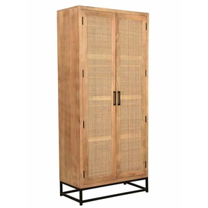 Dielenschrank Havanna Massivholz, Metall, Rattan Mango Modern Indien Indisch