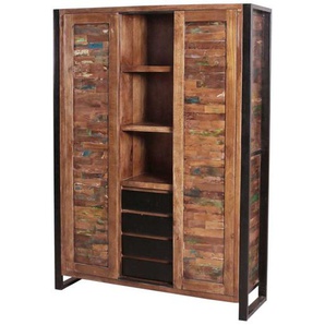 Dielenschrank in Bunt Recyclingholz Eisen