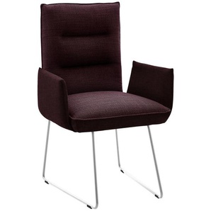 Dieter Knoll Armlehnstuhl , Edelstahl, Weinrot , Metall, Textil , Kufe , 59x93x59 cm , Beinauswahl, Lederauswahl, Stoffauswahl, Typenauswahl , Esszimmer, Stühle, Esszimmerstühle, Armlehnenstühle
