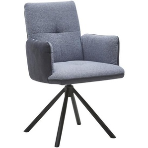 Dieter Knoll Armlehnstuhl , Blau, Schwarz , Metall, Textil , eckig , 62x87x59 cm , Lederauswahl, Stoffauswahl, Typenauswahl , Esszimmer, Stühle, Esszimmerstühle, Armlehnenstühle