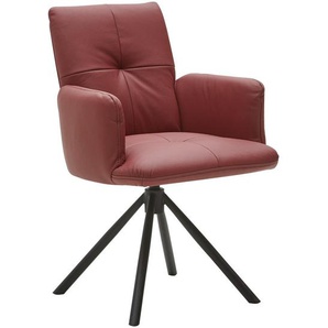 Dieter Knoll Armlehnstuhl , Rot, Schwarz , Leder , Echtleder , Büffelleder , eckig , 62x87x59 cm , Beinauswahl, Lederauswahl, Stoffauswahl, Typenauswahl , Esszimmer, Stühle, Esszimmerstühle, Armlehnenstühle