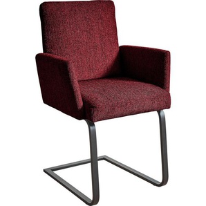 Dieter Knoll Armlehnstuhl , Rot, Schwarz , Metall, Textil , Kufe, Flachrohr , 56x92x60 cm , Emas, DGM , Lederauswahl, Stoffauswahl, Typenauswahl, inklusive Armlehnen, Gestellauswahl , Esszimmer, Stühle, Esszimmerstühle, Armlehnenstühle