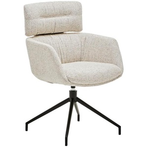 Dieter Knoll Armlehnstuhl, Beige, Schwarz, Textil, Metall, Drehkreuz, 62x92x66 cm, Lederauswahl, Stoffauswahl, Sitzfläche 360° drehbar, Esszimmer,