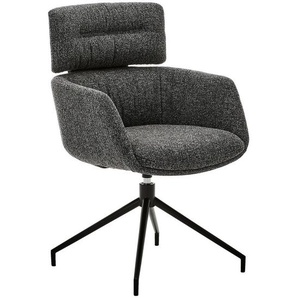 Dieter Knoll Armlehnstuhl, Schwarz, Dunkelgrau, Metall, Textil, Drehkreuz, 62x92x66 cm, Lederauswahl, Stoffauswahl, Sitzfläche 360° drehbar, Esszimmer, Stühle, Esszimmerstühle, Armlehnenstühle
