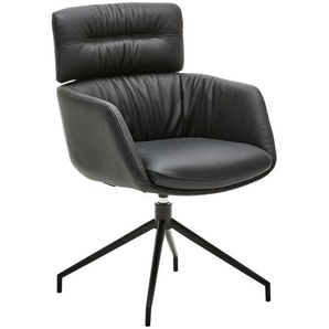 Dieter Knoll Armlehnstuhl, Schwarz, Metall, Leder, Echtleder, Rindleder, Drehkreuz, 62x92x66 cm, Lederauswahl, Stoffauswahl, Sitzfläche 360° drehbar,