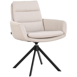 Dieter Knoll Armlehnstuhl, Taupe, Leder, Echtleder, Rindleder, Drehkreuz, 62.5x86.5x66.5 cm, Sitzfläche 360° drehbar, automatische Rückholfunktion, Esszimmer, Stühle, Esszimmerstühle, Armlehnenstühle