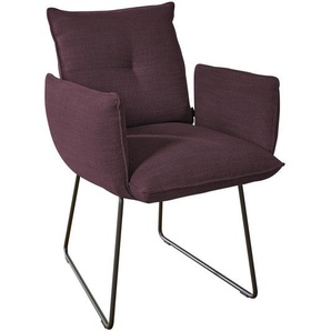 Dieter Knoll Armlehnstuhl , Weinrot , Metall, Textil , Kufe, Rundrohr , 65x90x70 cm , Goldenes M , Lederauswahl, Stoffauswahl, inklusive Armlehnen , Esszimmer, Stühle, Esszimmerstühle, Armlehnenstühle