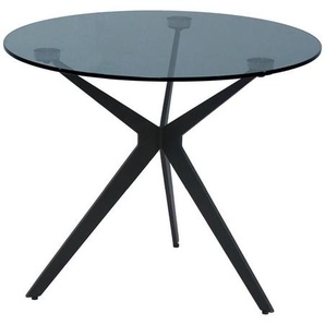Dieter Knoll Beistelltisch, Grau, Schwarz, Metall, Glas, rund, Flachrohr, eckig, Sternfuß, 60x48x60 cm, einfacher Aufbau, Wohnzimmer, Wohnzimmertische, Beistelltische, Beistelltische Metall