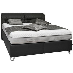 Dieter Knoll Boxspringbett, Schwarz, Leder, Echtleder, Longlife-Leder, H2 + H3, 7-Zonen, Höhe ca. 27 cm, 180x200 cm, Made in Austria, Über- und Sondergrößen erhältlich, Stoffauswahl, Lederauswahl, Schlafzimmer, Betten, Boxspringbetten