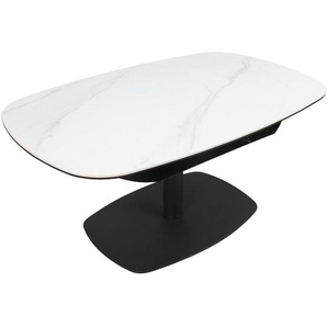 Dieter Knoll Couchtisch, Anthrazit, Weiß, Metall, Glas, Keramik, rechteckig, Bodenplatte, Säule, 70x50-75x110 cm, höhenverstellbar, Wohnzimmer, Wohnzimmertische, Couchtische, Couchtische Glas