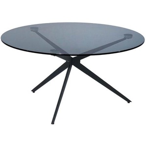 Dieter Knoll Couchtisch, Grau, Schwarz, Metall, Glas, rund, eckig, Flachrohr, Sternfuß, 80x40x80 cm, einfacher Aufbau, Wohnzimmer, Wohnzimmertische,