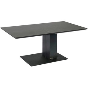 Dieter Knoll Couchtisch, Schwarz, Anthrazit, Metall, Keramik, Holzwerkstoff, rechteckig, Bodenplatte, eckig, 59x47-66x110 cm, höhenverstellbar,