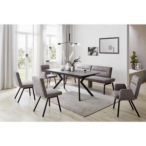 Dieter Knoll Esstisch, Schwarz, Dunkelgrau, Metall, Kunststoff, rechteckig, eckig, 90x76x180 cm, in verschiedenen Größen erhältlich, Holzarten