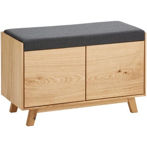Dieter Knoll Garderobenbank , Anthrazit, Eiche , Holz, Textil , Eiche , furniert , 1-Sitzer , Füllung: Baumwollfüllung , 85x52x40 cm , Holzmöbel, Garderoben Holz, Garderobenbänke Holz