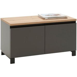 Dieter Knoll Garderobenbank Dieter Knoll, Grau, Eiche, Metall, Balkeneiche, furniert, 1-Sitzer, 84x45x40 cm, Made in Germany, Abstellfläche, abwischbar, Garderobe, Garderobenbänke