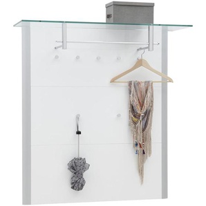 Dieter Knoll Garderobenpaneel, Weiß, Alu, Metall, Glas, 112x117x33 cm, Aufhängemöglichkeit, Hutablage, Garderobe, Garderobenpaneele, Garderobenpaneele