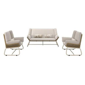 Dieter Knoll Gartenset, Natur, Beige, Metall, Kunststoff, Textil, 3-teilig, Füllung: Polyester, Balkonmöbel, Balkonmöbel-Sets