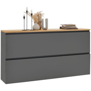 Dieter Knoll Hängeschuhschrank, Grau, Eiche, Holzwerkstoff, Balkeneiche, furniert, 4 Fächer, 160x83x31 cm, Made in Germany, Typenauswahl, Beimöbel